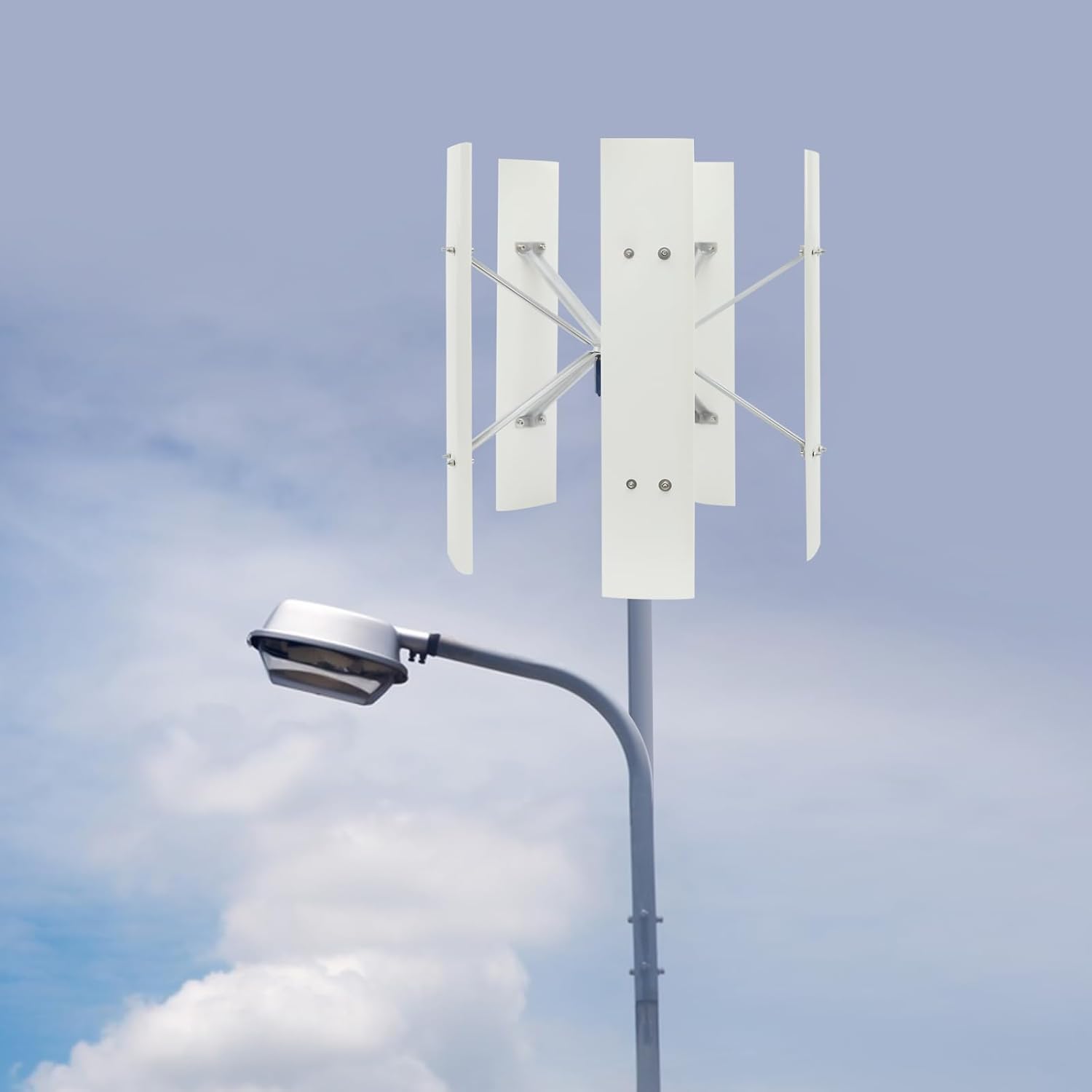 Wind Turbine Generator, 12V Vertical Axis Wind Turbine Kit, 500W Wind Power Generator with Controller 5 Blades Auto Adjust Windward Direction for Terrace, Motor Home, Chalet, Boat, White