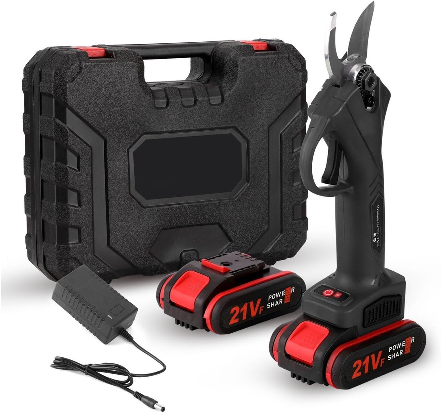 Power Tools 21V Cordless Electric Pruner Pruning Shear Efficient Tree Bonsai Pruning Branches Cutter Landscaping Tool(Red Pruning Shear)