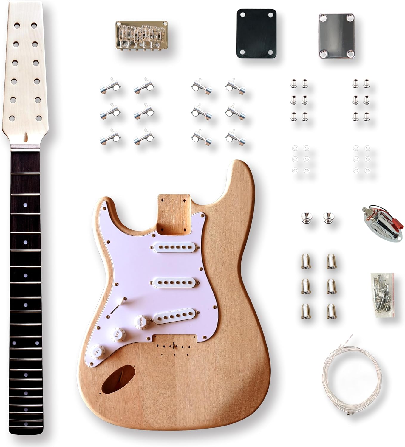 BexGears DIY Left-handed 12 String ST Style Electric Guitar Kits Mahogany Body Maple neck You Build The Guitar