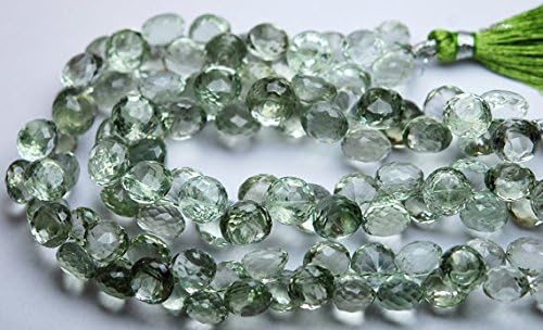 13 inch natural beads strand of 8-9mm faceted onion green amethyst gemstone briolletes beads for DIY jewelry - necklace, bracelet, earring, ring.