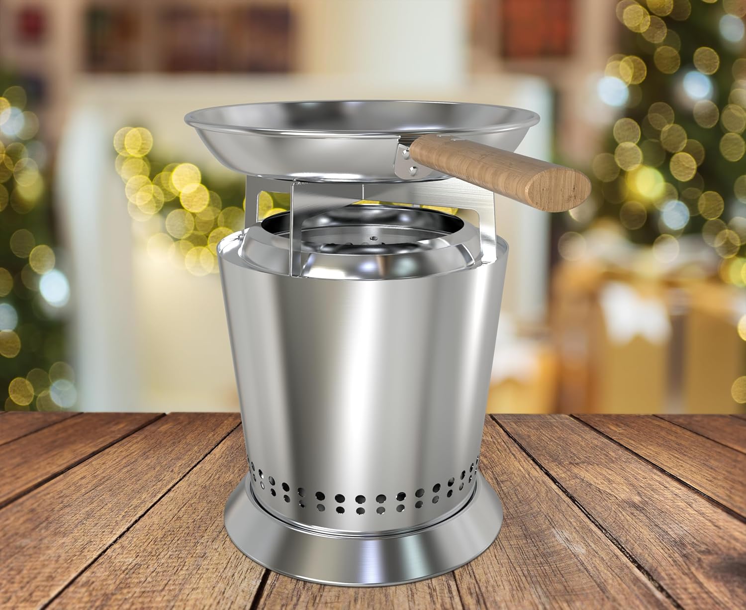 STANHERD Tabletop Fire Pit for Urban & Suburbs, Stainless Steel Mini Dual Fueled Camping Stove by Pellets or Wood for Outdoor & Patio, 9