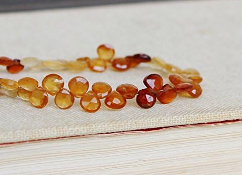 hessonite garnet gemstone briolette faceted heart 6mm 66 beads full strand