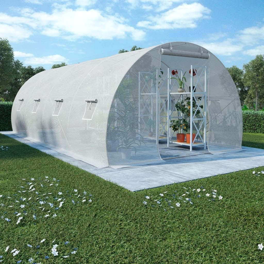 194 ft² Walk-in Greenhouse, Galvanized Steel Frame, UV PE Mesh, 118