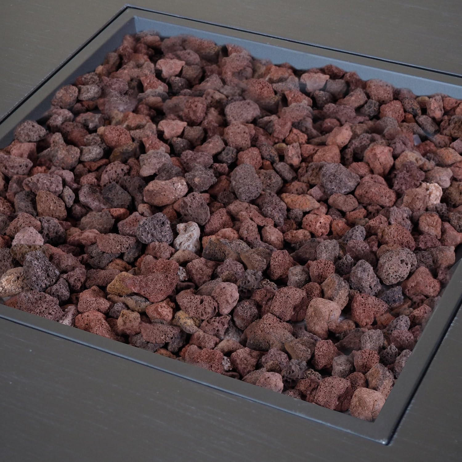 Square Propane Fire Pit Table with Built-in Tank Space, 50,000 BTU Outdoor Fire Pit in Dark Grey, 33 Inch Iron Gas Fire Pits for Patio Backyard Garden, Portable Heating for Outside Use, Only Table