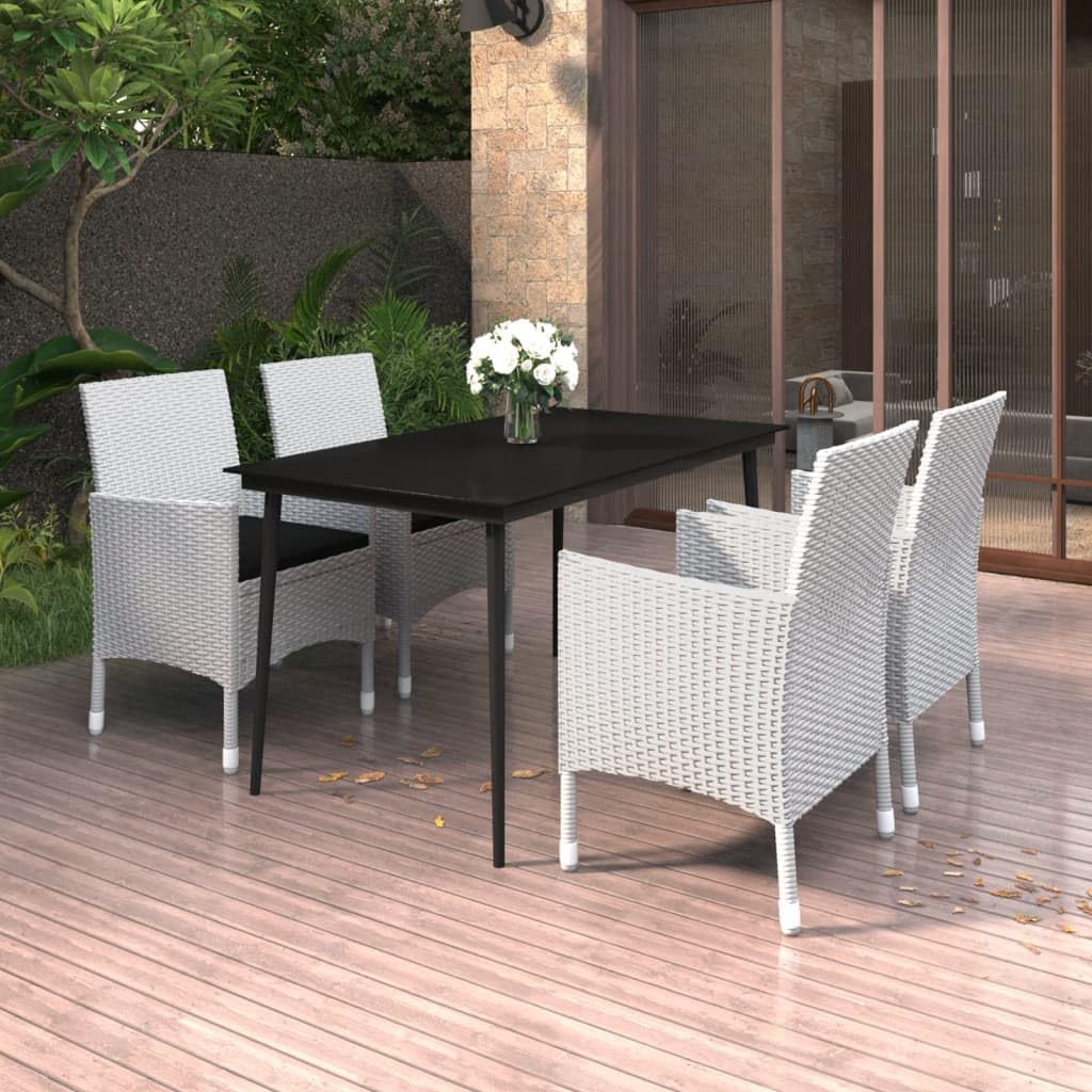 5 Piece Patio Dining Set with Cushions Poly Rattan and Glass,Patio Dining Set with Glass Top Table and Padded Rattan Chairs for Outdoor Relaxation Furniture Sets for Patio, Lawn & Garden