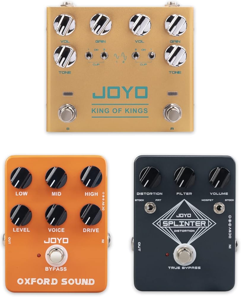 JOYO JF-22 Amplifier Simulator Distortion Pedal, R-20 Overdrive Effect Pedal and JF-21 Distortion Guitar Effect Pedal