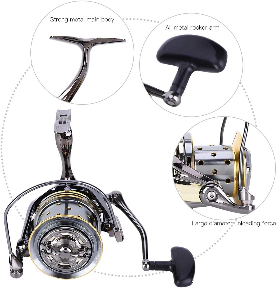 OUKENS Other Fishing Tools and Accessories Fishing Reel, All Metal High Strength Guide Rod Structure Anti-Seawater Spinning Fishing Reel for Long