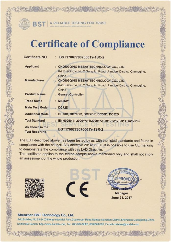 Genset Generator Engine Control Module Panel 4.3 inch LCD Auto Start Stop Controller Monitor Mains Monitor AMF Automatic Switching Control ATS IP54 RS485 USB CAN Port DC 8-36V (DC72DR)