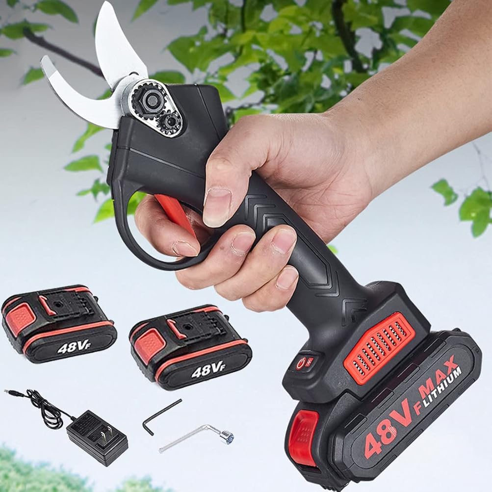 Cordless Pruning Shears 48V, Electric Pruning Shears, 25mm Cutting Diameter, Electric Garden Secateurs,for Pruning Trees and Branches Wood Cutting,Battery*2