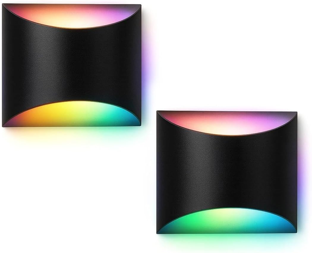 Smart Outdoor Wall Sconce, Tunable White 2700k-6500k Porch Lights, RGB Exterior Lighting Fixture with APP&Voice Control, 12W WiFi LED Outside Lights for House