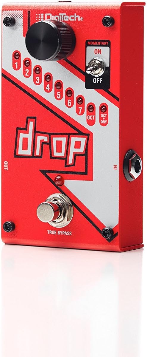 Digitech DROP Polyphonic Drop Tune Pitch-Shifter Pedal Bundle with 2 Patch Cables, 2 Instrument Cables, and 6 Dunlop Picks