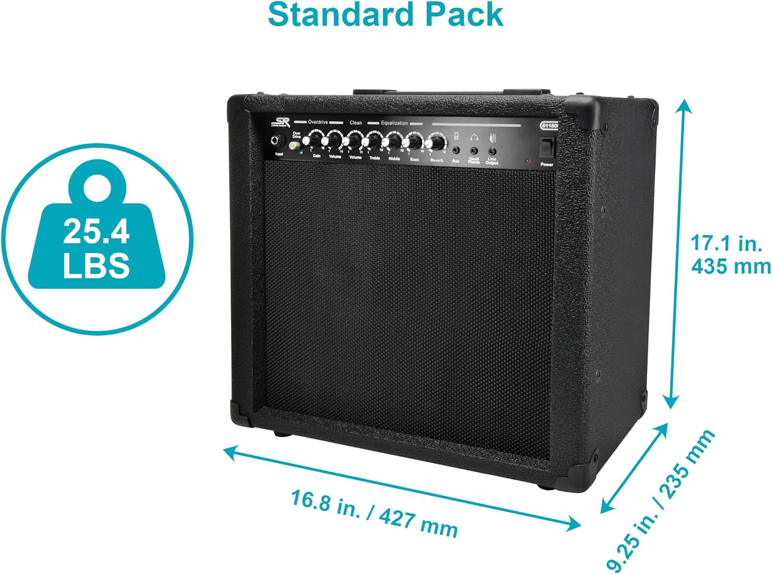 Monoprice 1x10 Guitar Combo Amplifier - Black, 40-Watt, Spring Reverb, 10-Inch 4-Ohm Speaker, High & Low Inputs, Headphone Output - Stage Right Series