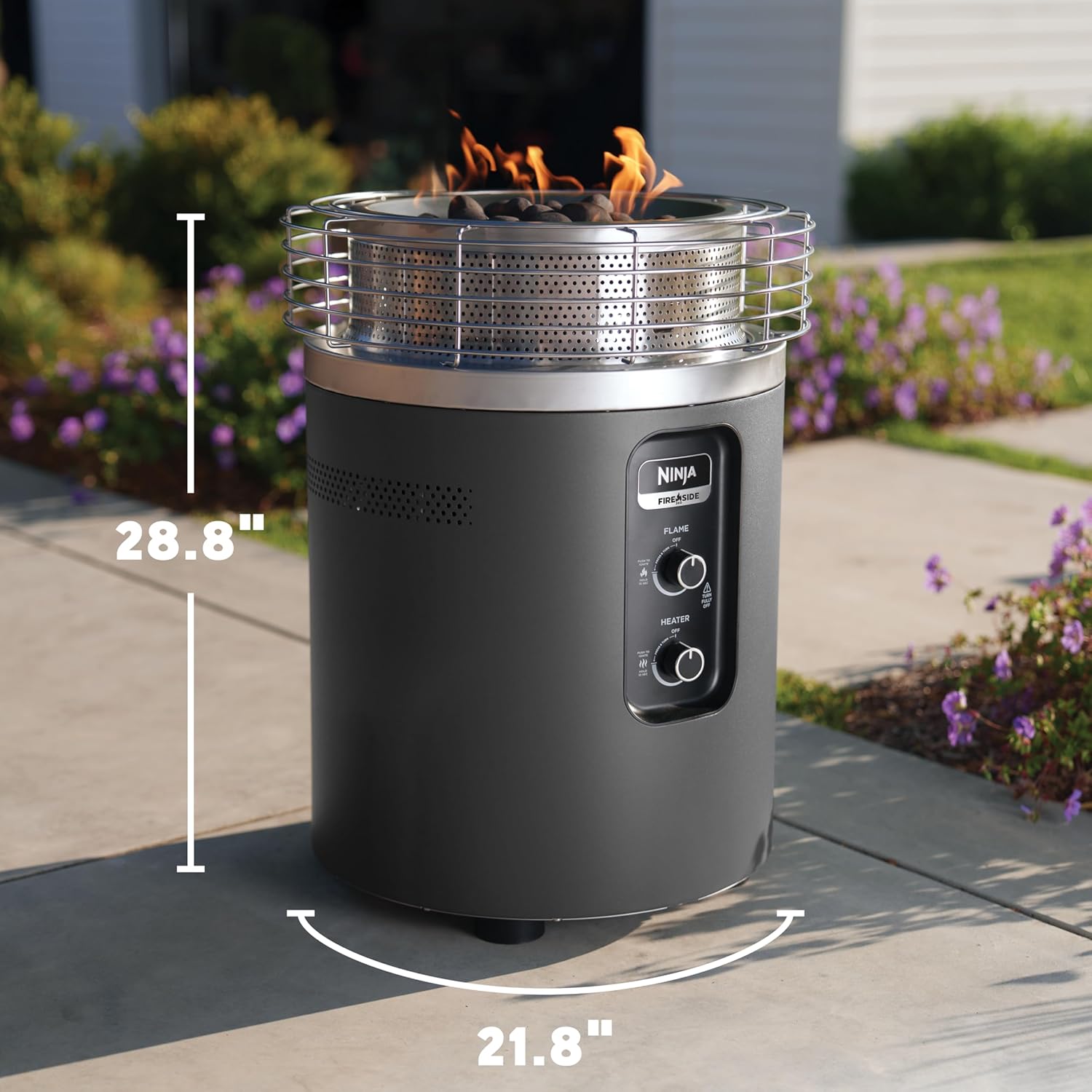Ninja |Fireside360™ | Outdoor Heater & Fire Pit | 3 Modes: Flame, Heat, Flame & Heat | Portable for Patio, Deck, Camping, Beach | Easy Control Flames & Heat | Push to Start Ignition | Black | OF101AMZ
