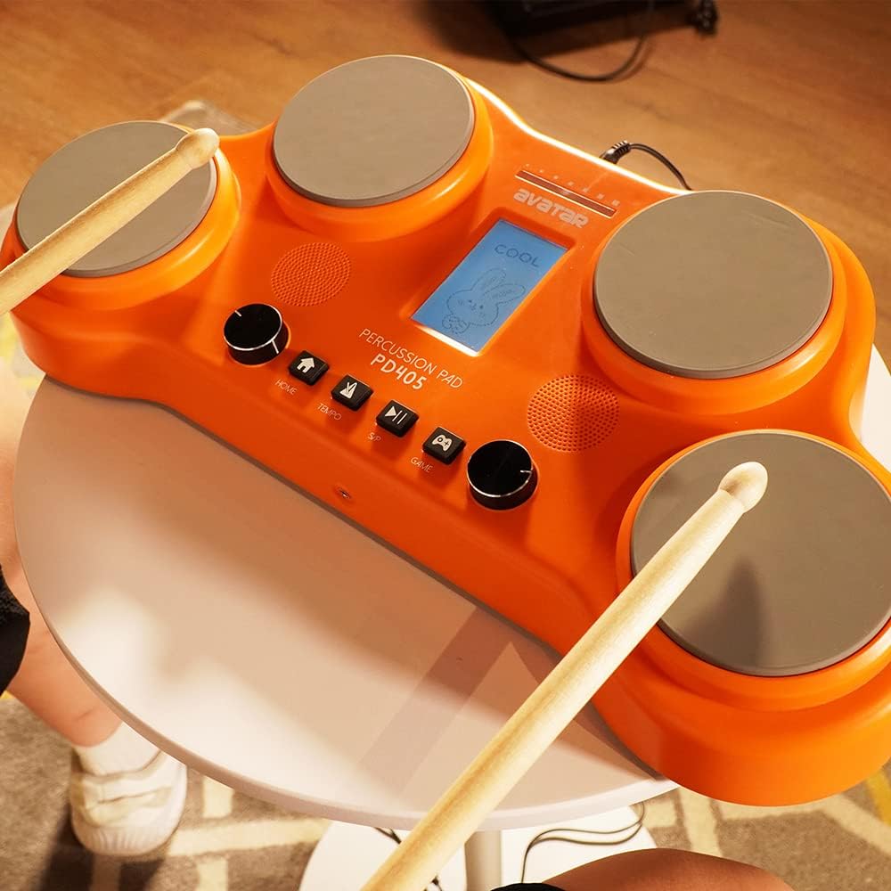 PD405 Electronic Drum Set 4 Velocity Sensitive Electric Drum Pads With 163 Sounds, Built-in Speaker, Pedals, Drum Sticks, Christmas Gift