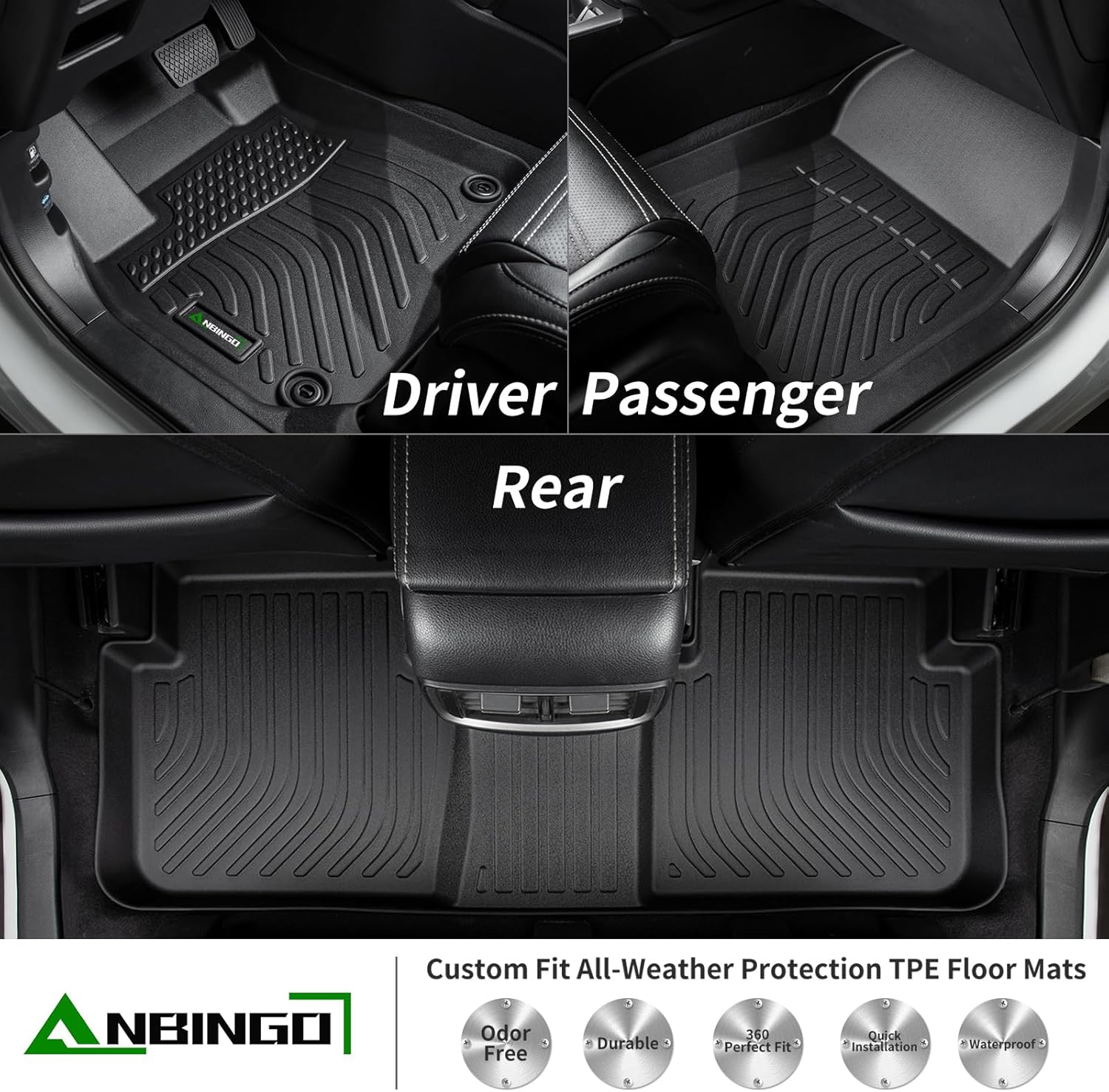 ANBINGO®-Floor Mats & Cargo Liner for 2025 2026 Chevy Equinox (Not for EV) & GMC Terrain with Backrest Mats All Weather TPE Protection for 2026 Equinox Mat Accessories