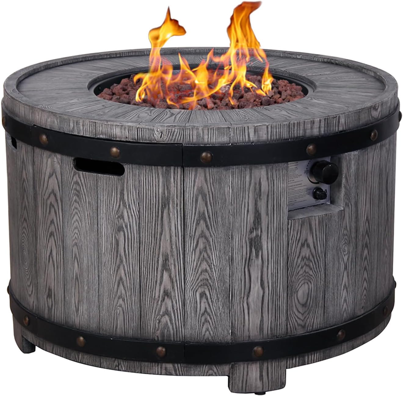 Product Faux Wood Grain Gas Fire Pit Table, Create A Wild Joy Resort On Your Patio with This Fire Pit Table, Antique Black