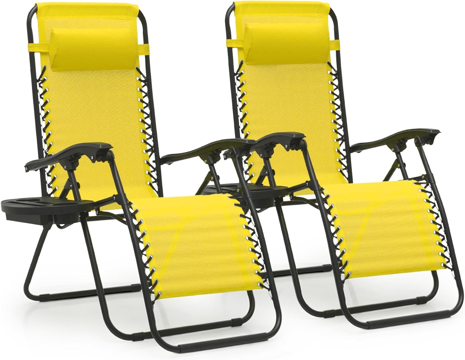 MoNiBloom Zero Gravity Chairs Set of 2 Outdoor Folding Patio Lounge Chairs for Outside Reclining Lawn Recliner Beach Chairs for Adults, Lemon Yellow