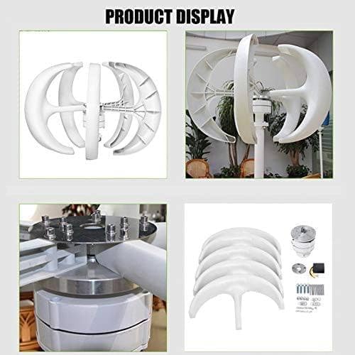 400W-1200W Vertical Axis Wind Turbine Generator Kit - 12V/24V, 5-Blade Design for Home, Garden & Boat - Efficient Renewable Energy Solution with Controller & White Lantern