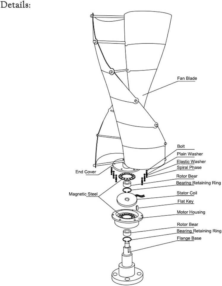 ATO Wind Turbine, Spiral Vertical Wind Turbine Generator Kit– Unique Spiral Blade, Mag‑Lev Generator, Low Start‑up Speed (300W-24V (with Matched Controller))