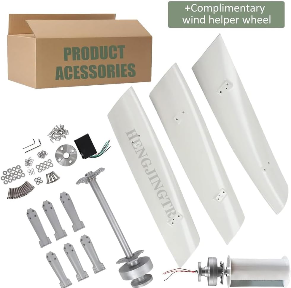 4000W Vertical Axis Wind Turbine Generator with Anemometer, 12V Wind Turbine Kit, 3-Blade Wind Power Generator with MPPT Controller