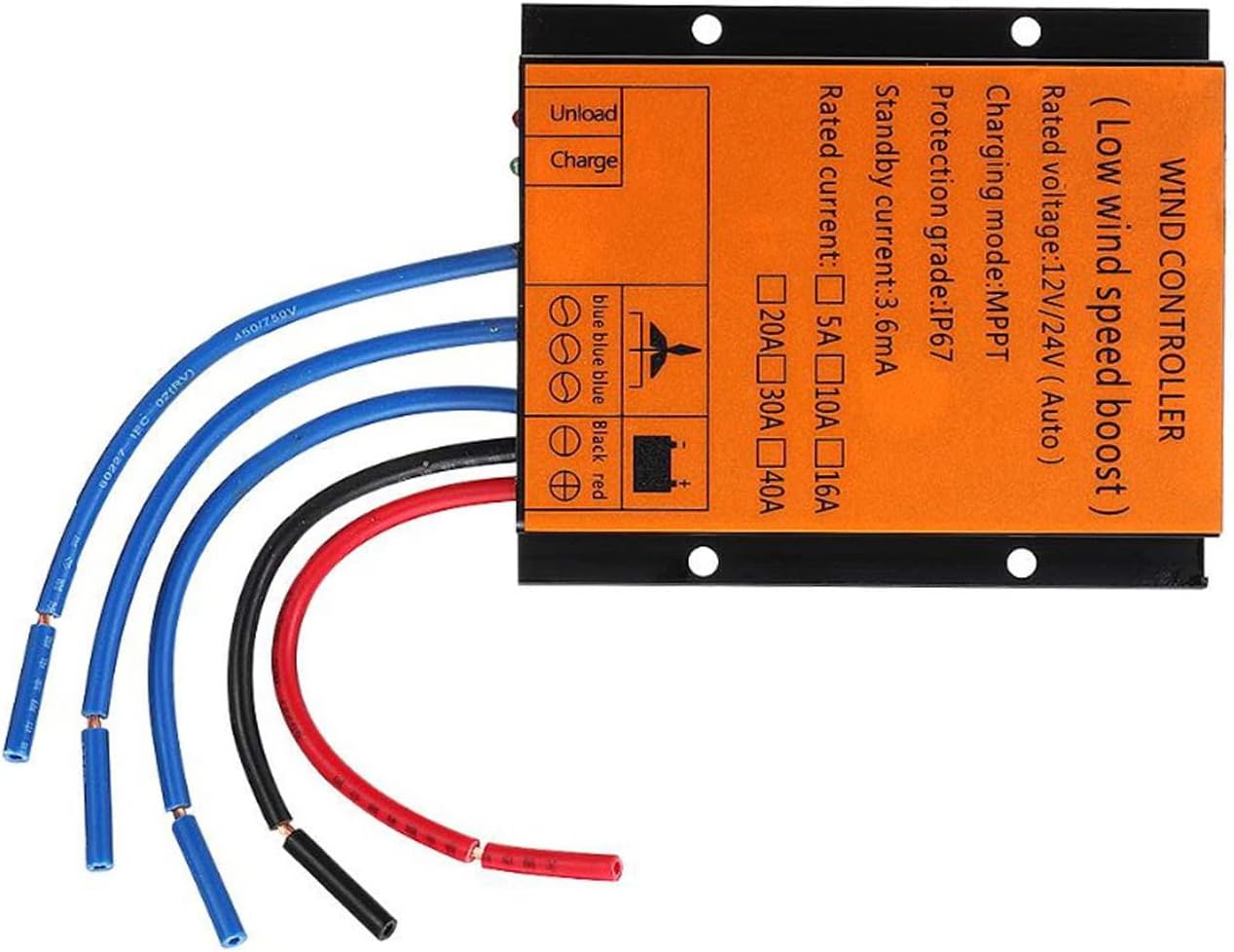 10000W Wind Turbine Charge Controller 10A -40A Low Wind Speed Regulator Voltage Boost 12V 24V 48V System Waterproof