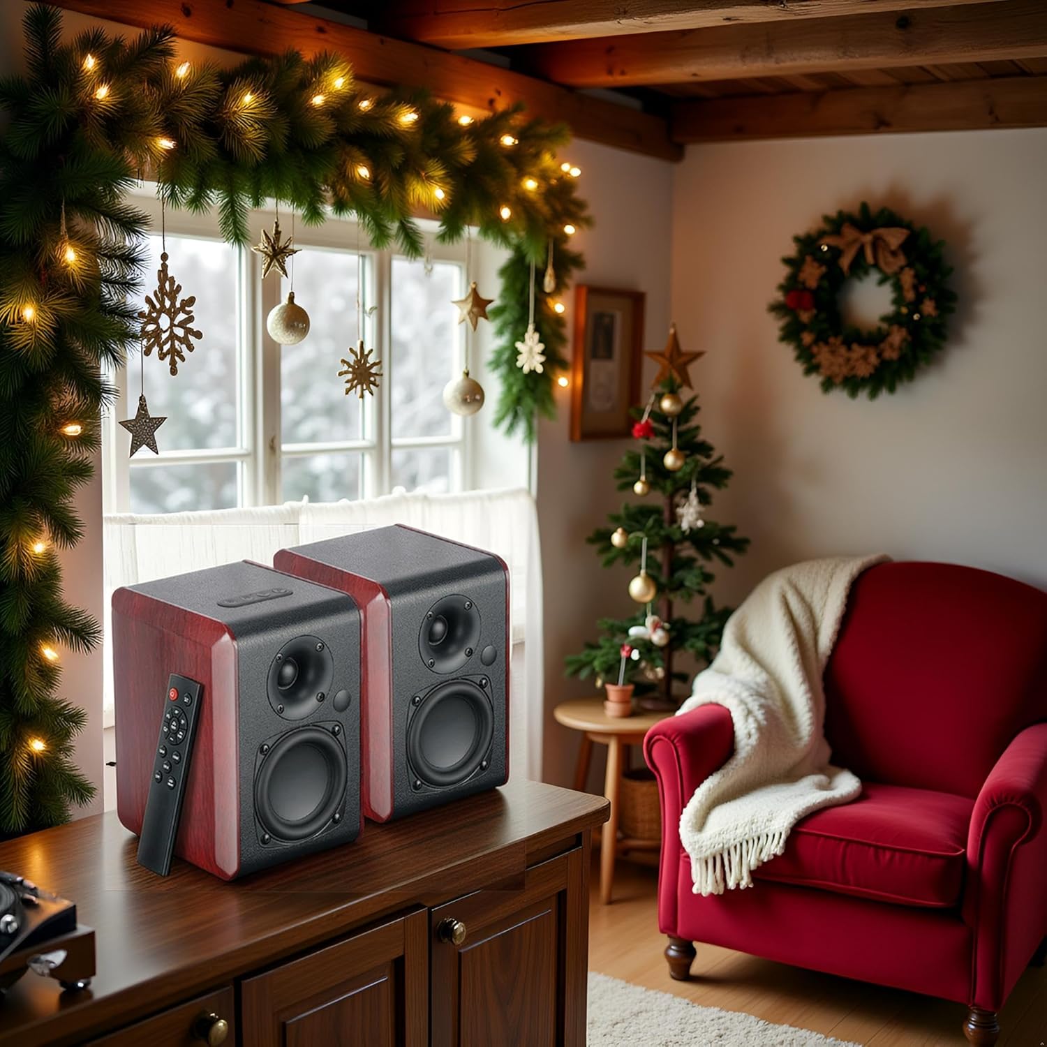 Saiyin Powered Bluetooth Bookshelf Speakers with 3.75