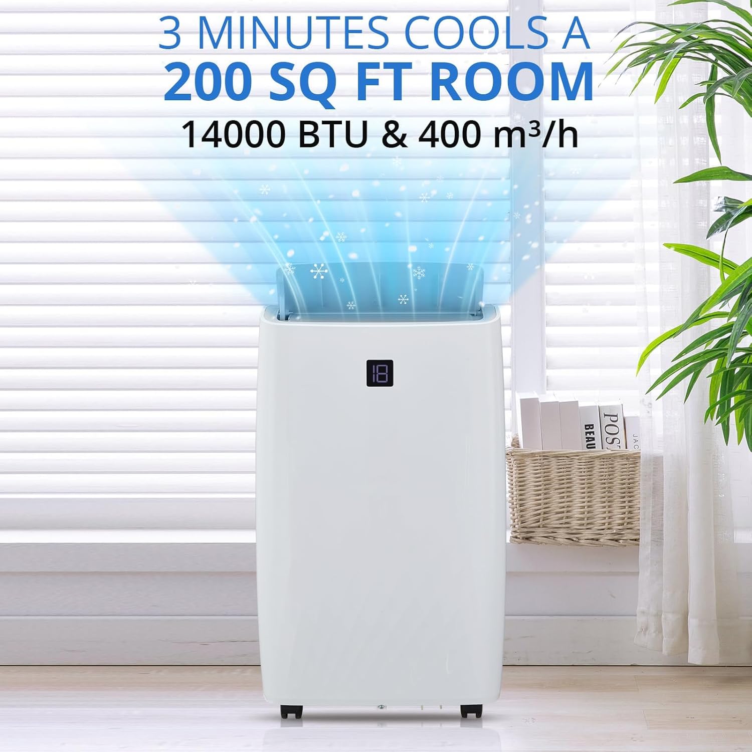 Portable Air Conditioners, 14000 BTU, 3-In-1 Portable Air Conditioner with Fast Cooling, Dehumidifying & Fan, Quiet Operation and Easy Mobility, Remote Control, Enhanced Air Quality for Home & Office