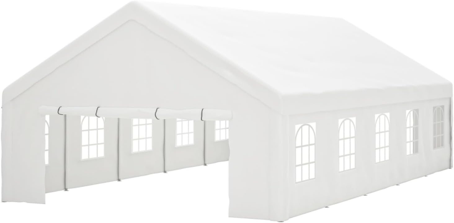 20x32FT Party Tent Heavy Duty,Extra Strong,Waterproof Commercial Canopy with 3 Storage Bags,Detachable Sidewalls,for Outdoor Weddings,Camping,Carport,Patio & Large Gatherings (20x20 FT Party Tent)