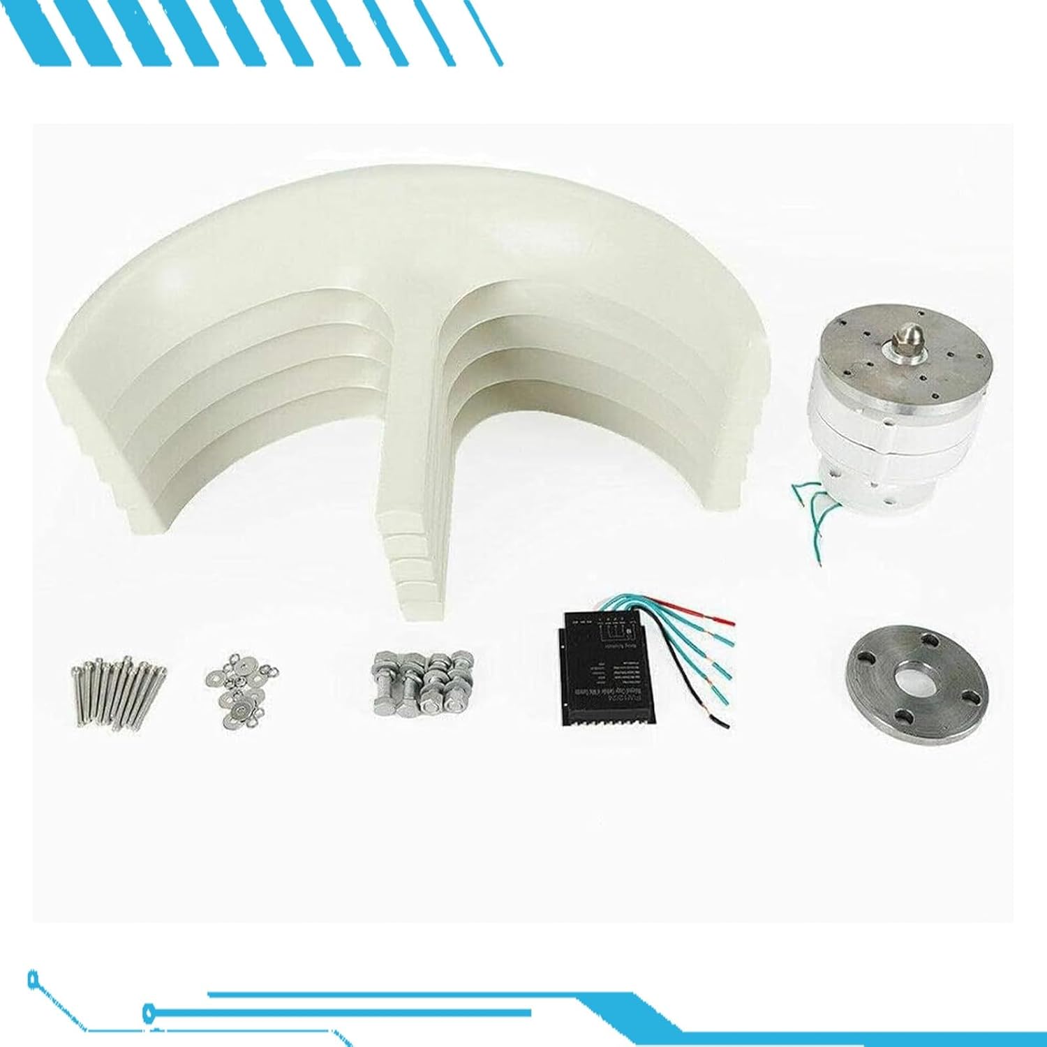 High-Efficiency 16000W Wind Turbine Generator, 48V Horizontal Axis Power System, Low Start Wind Speed, Ideal for Off-Grid & Residential Applications, Compact Design, White.