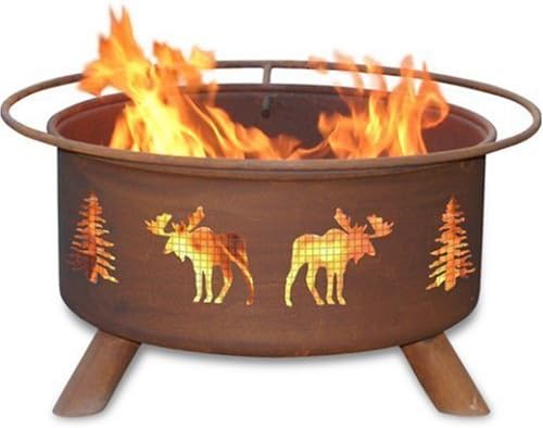 Patina Products F108, 30 Inch Moose & Trees Fire Pit