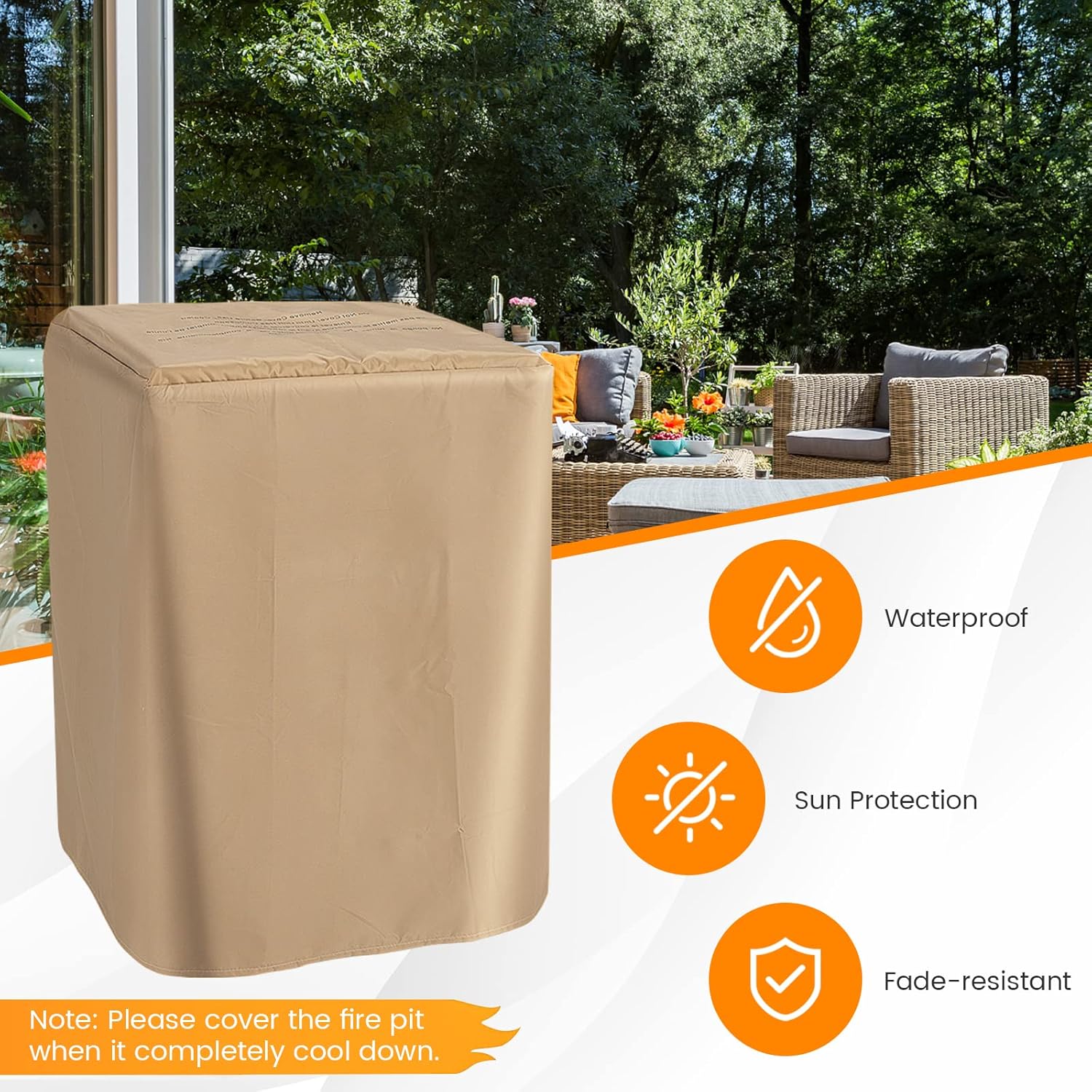 Tangkula 16 Inch Patio Propane Fire Pit, Patiojoy Electronic Ignition Square Gas Fireplaces with Protective Cover, 30,000 BTU Outdoor Fire Pit with Lava Rocks, Touch-up Pen for Backyard, Patio (Black)