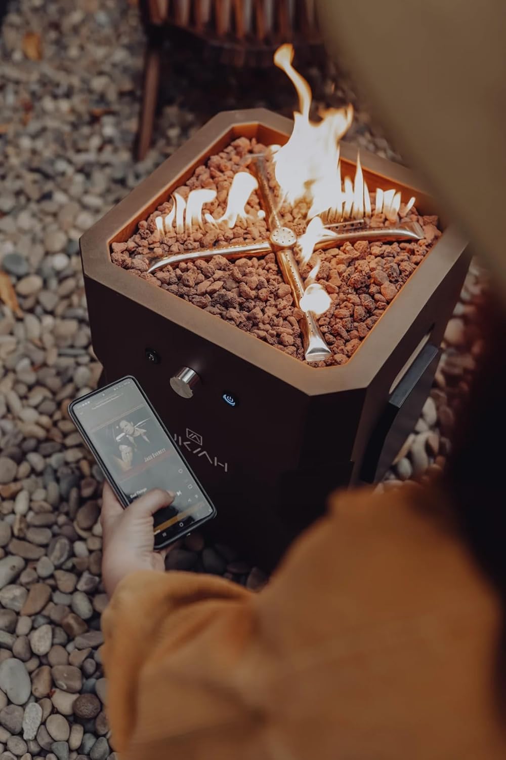 Ukiah TK-1044-T2BLK Portable Fire Pit, 15-1/4 in OAW, 15-1/4 in OAD, 16 in OAH, Propane, Piezo Ignition, Steel