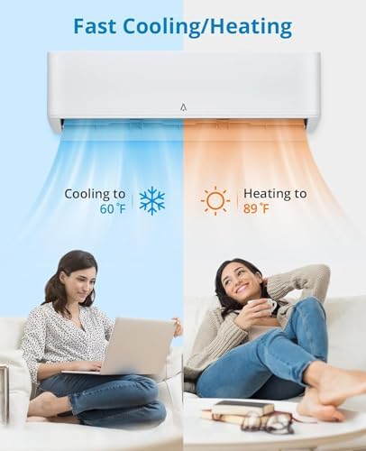 24,000 BTU Split Air Conditioner, Split AC/Heating System 23 SEER Split-System Air Conditioner Inverter, Cools Rooms up to 1500 Sq. Ft, Mini Split A/C