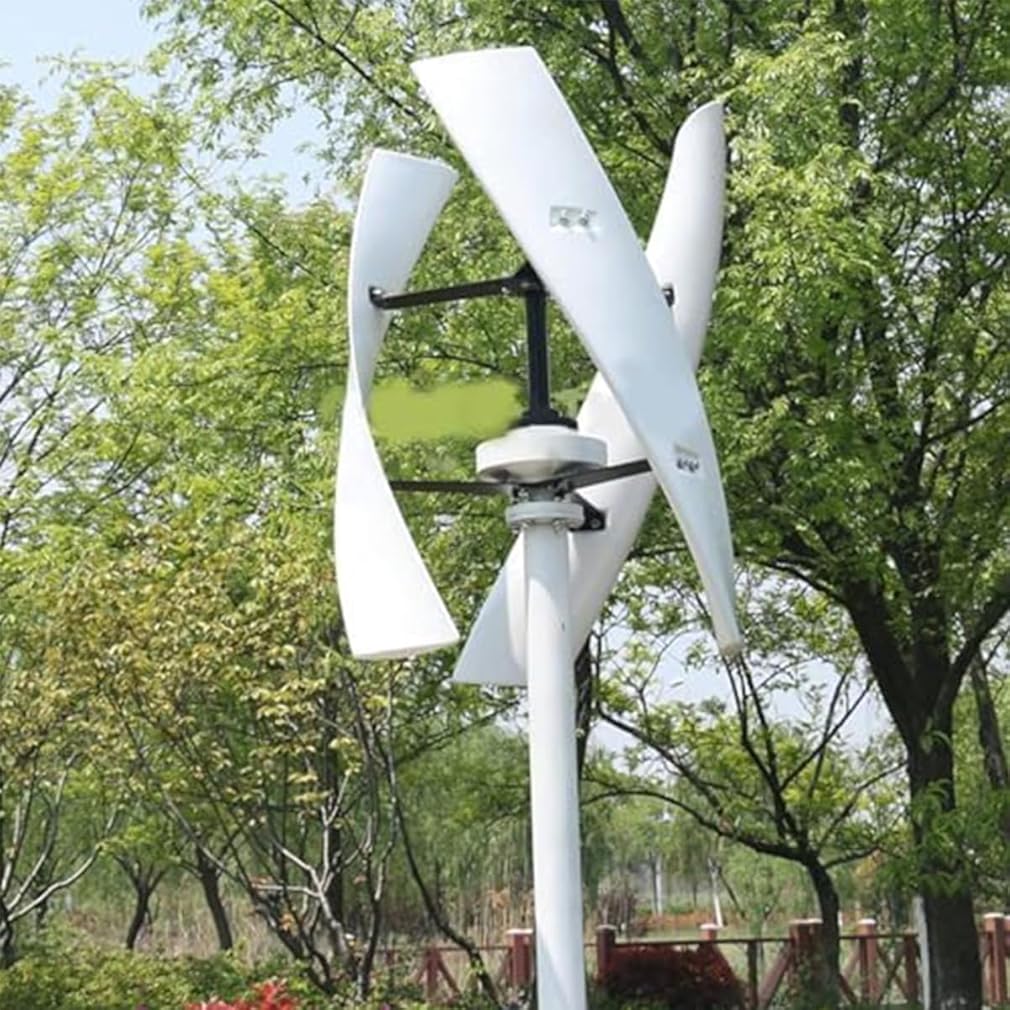 Vertical Axle Wind Turbines with MPPT Controller, 6000W 8000W 9000W 10000W No Noise Vertical Magnetic Levitation Upright Wind Turbine, 12V 24V 48V 220V with 3 Blades for Home Use (6000W, 24V)
