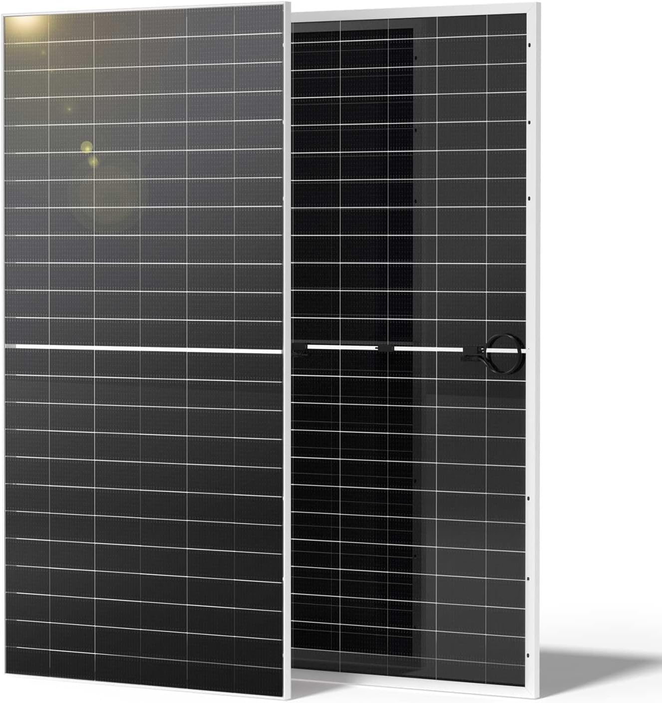 Renogy 1180W Solar Panels 2pcs 590 Watt N-Type Bifacial Solar Panel Monocrystalline 16BB 25% High Conversion Efficiency for Homes Roof Top RV Boat Camping Black