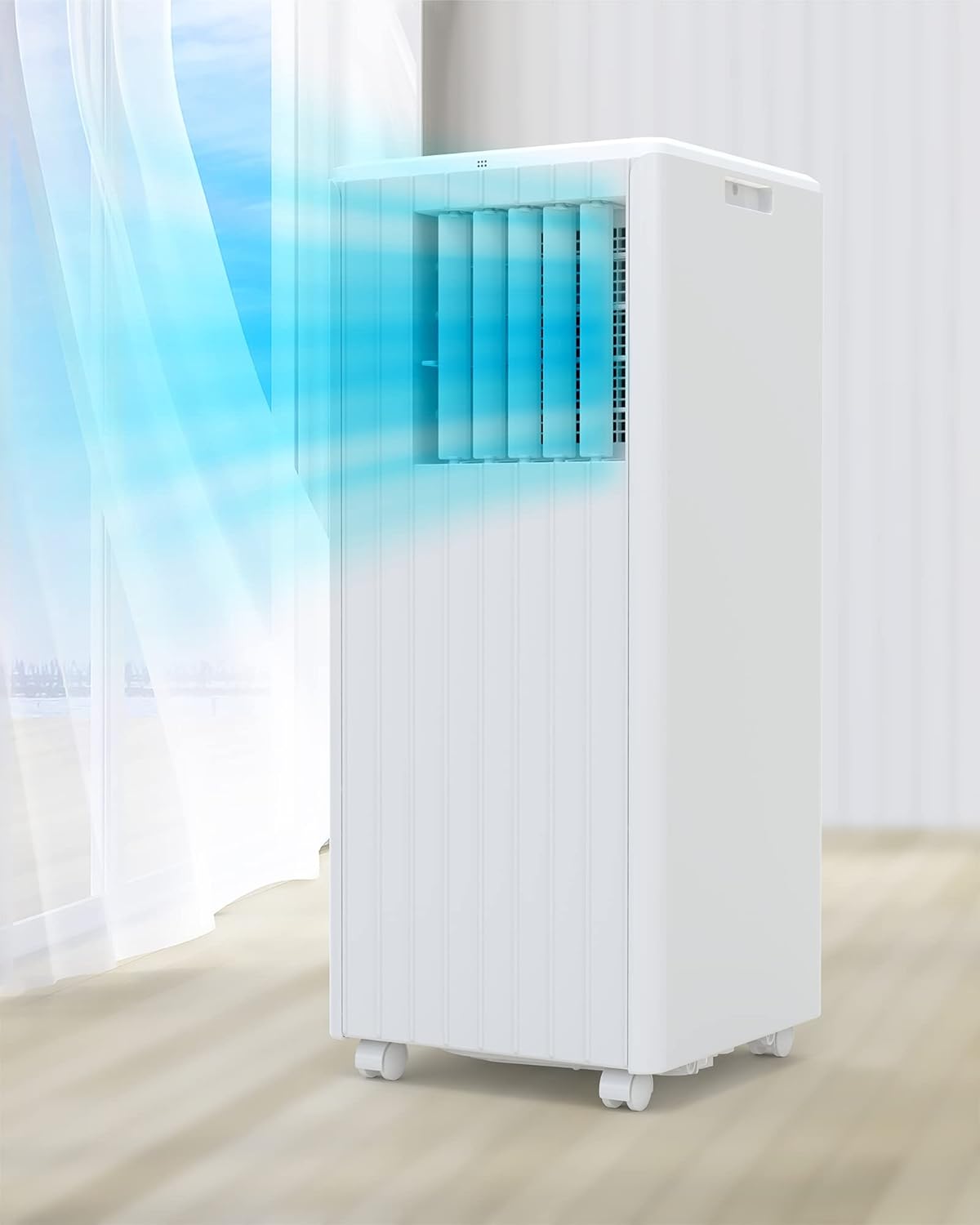 8000 BTU Smart Portable Air Conditioner – 3-In-1 Cooling, Dehumidifier & Fan for Rooms Up to 550 Sq.Ft, Ultra-Quiet with Mobility Control, Easy Window Installation Kit & Energy-Saving Mode (White)