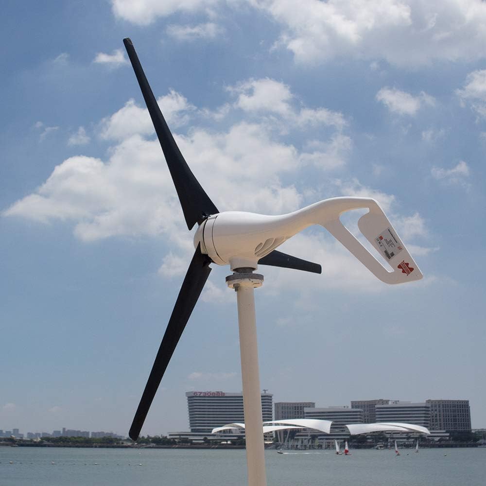 Light and Powerful Small Three Colors 3 Blade 400W Wind Turbine Generator Kit AC 12V/24V with Windmill Generator Controller for Home Use (12V-Black)