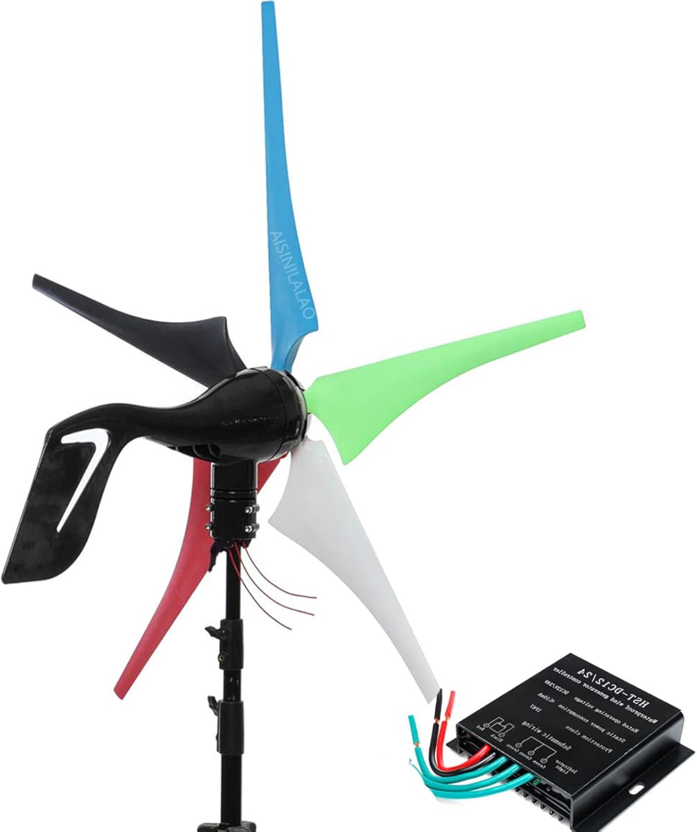 3000W Wind Generator Turbine Power 5 Blades 24V 48V 96V with Mppt/Hybrid Charge Controller for Yacht Farm Home Use(White 24V)