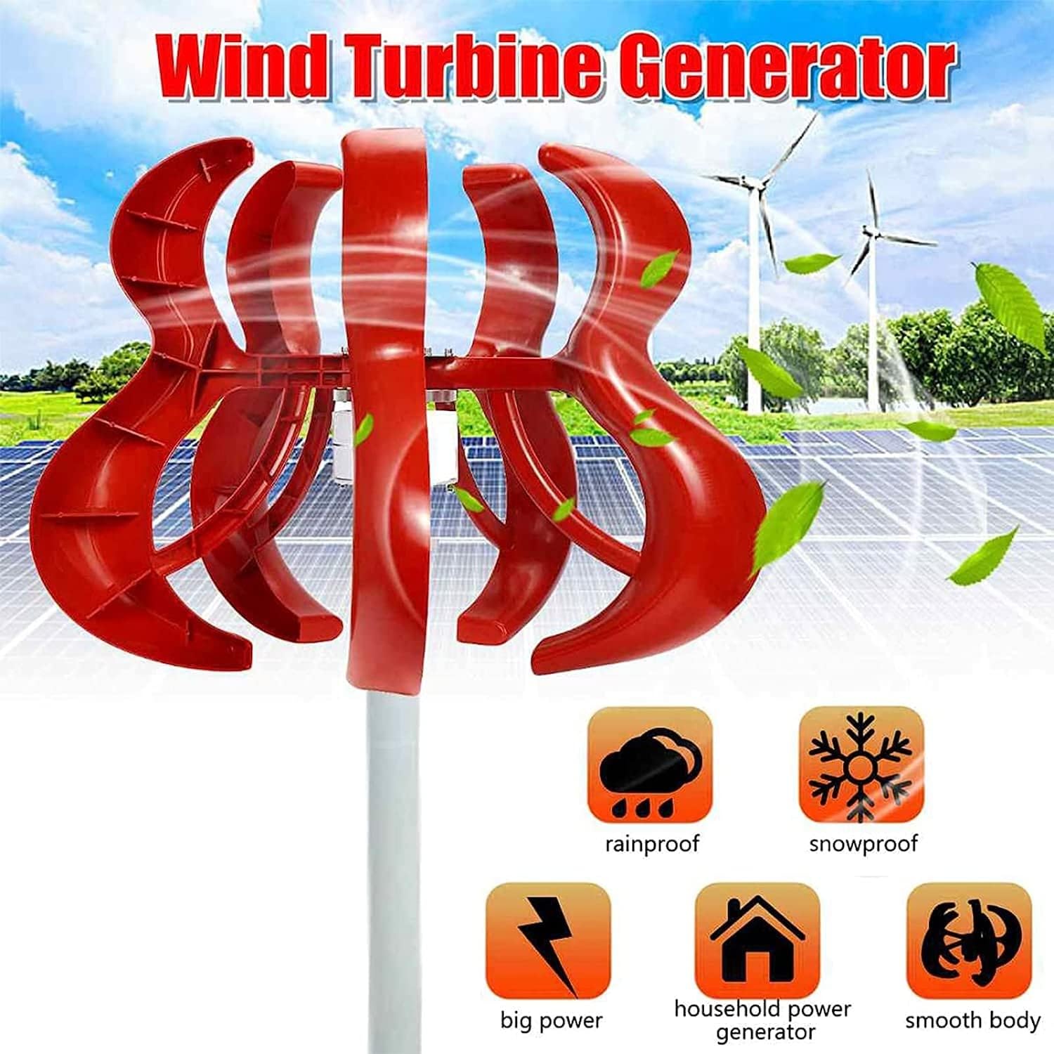 LiuSj JUnSt Vertical Axis Auto Windward Lantern Wind Generator Kit,Wind Generator 9000W 12V/24V/48V Wind Turbine for Home