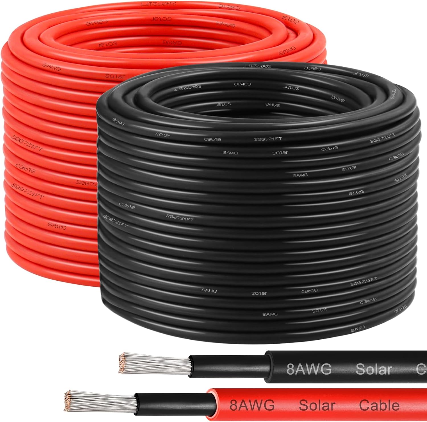 XRDS -RF 8AWG Solar Panel Wire 10mm², 2 Pack 200FT Red & Black Solar Extension Cable, PV Wire with Tinned Copper, Sunlight & UV Resistant, for Solar Panel, RV, Inverter, Battery, Off-Grid Systems