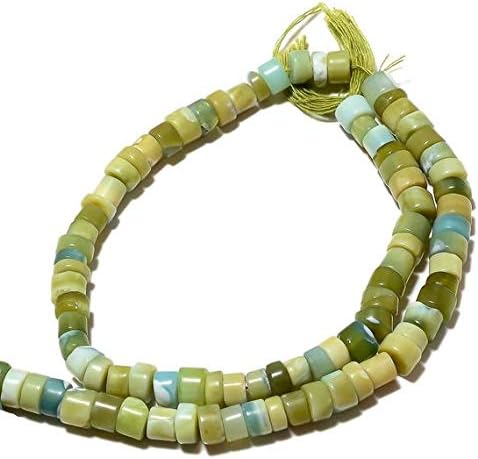 green opal, green opal tyre beads, opal heishi beads, 6.5mm beads, 14 inch strand