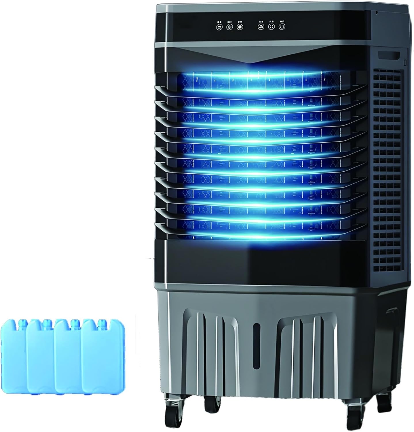 Indoor Swamp Cooler Fan, 3 In 1 Portable Air Conditioners, 10 Gallon Tank, 120° Oscillation, 4 Ice Packs, 12H Timer, Remote, 3 Modes & 3 Speeds Air Cooler for Room Cooling(80cm/31in)