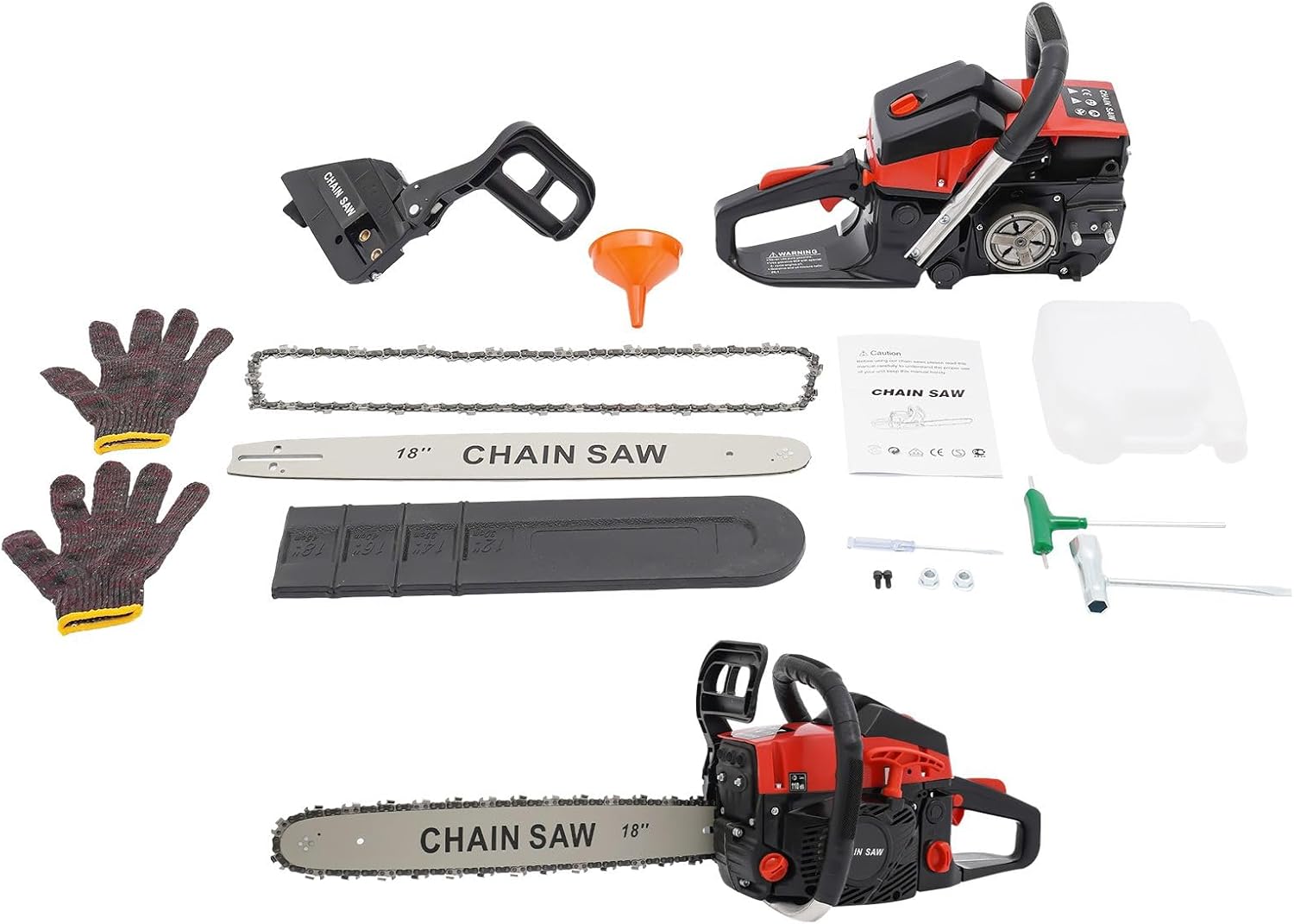 58CC Chainsaw 18 inch Gas Powered 2-Stroke Handheld Cordless Chain Saws for Cutting Wood Outdoor Garden Farm Home Use