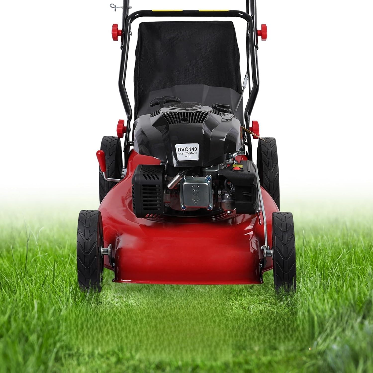 Honrane Self Propelled Lawn Mower, 141cc 4-Stroke,20-Inch Gas Push Mower, String Trimmer Cordless for Garden, Yard and Farm(Fast Delivery from USA) Red
