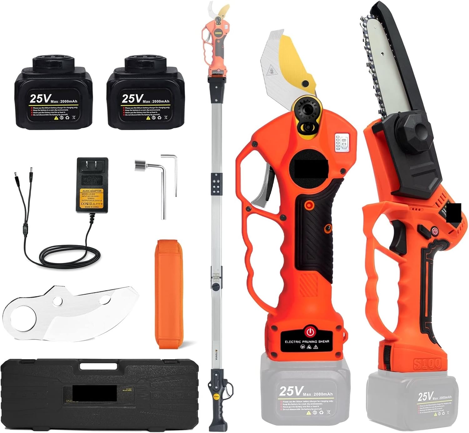 Electric Pruning Shears, 25V 40mm Cordless Electric Pruner With Extension Cord 5 Inch Chain Saw Branch Trimmer