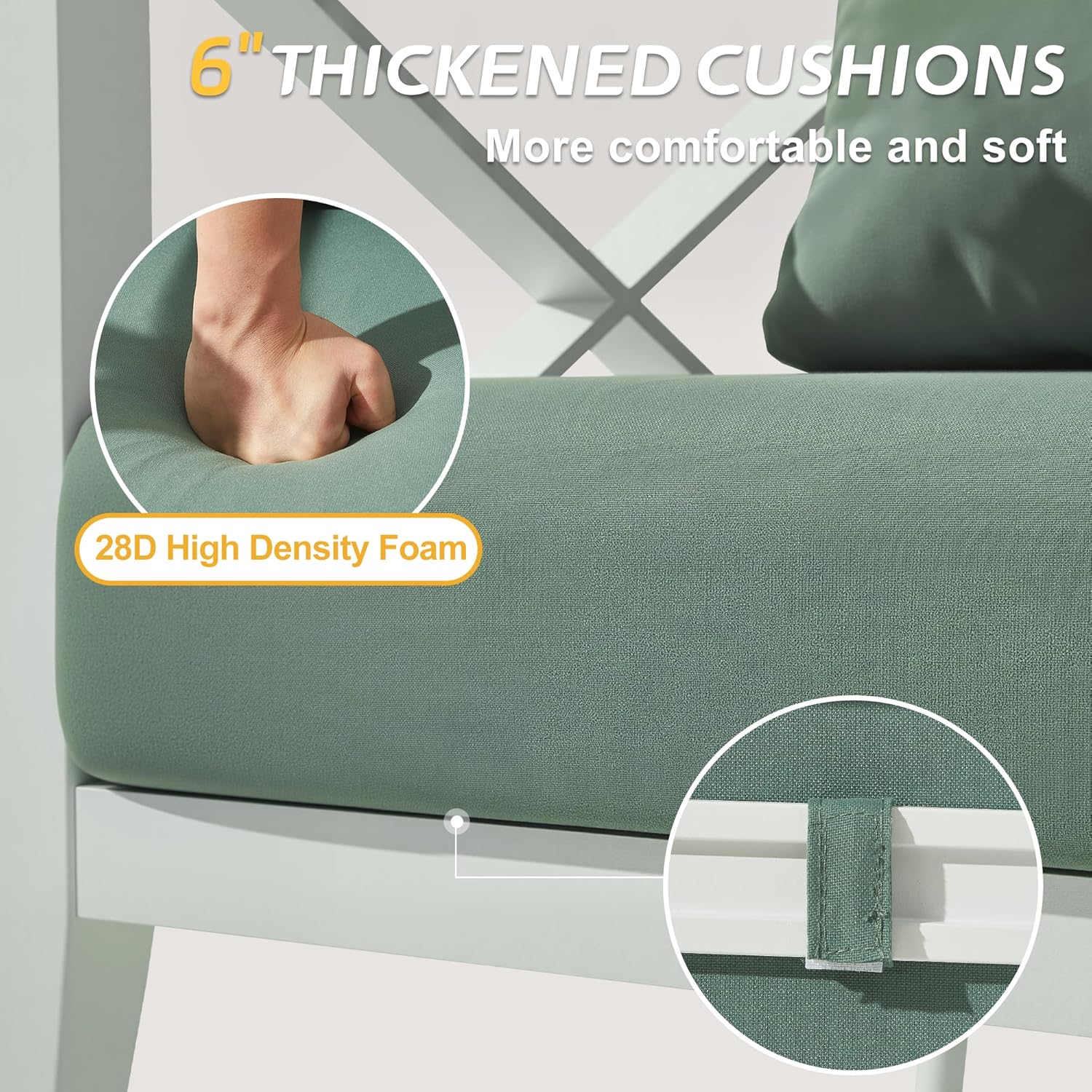 Aluminum Patio Furniture Set with Oversized Fire Pit Table, 7-Piece All-Weather Outdoor Conversation Set with Swivel Rocking Chairs, Oversized Modern Sofa for Backyard,Deck,Balcony–White