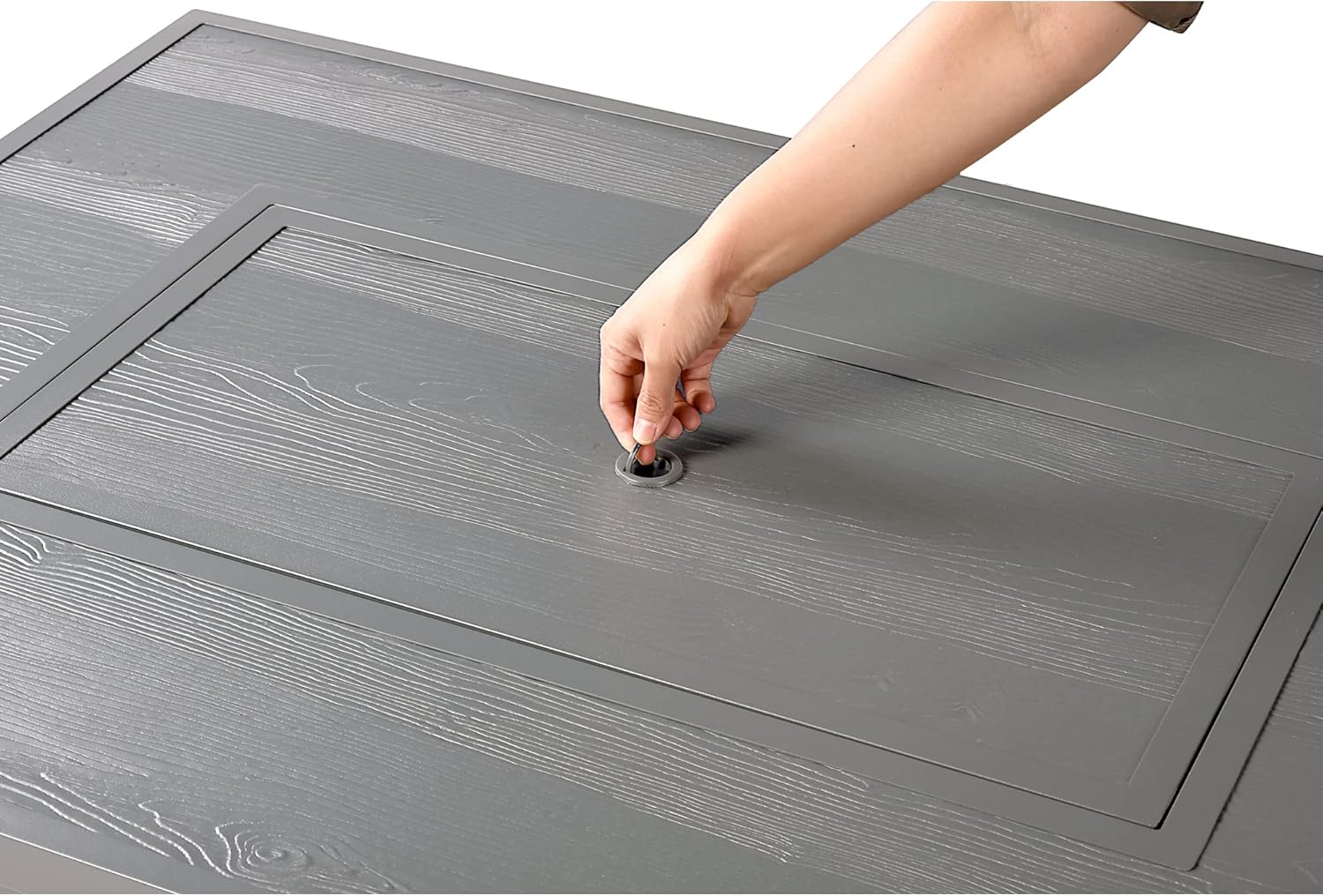 Oakland Living Rectangular 48 in. x 36 in. Aluminum Propane Fire Pit Table, Glass Beads, Two Covers, Lid, 57,000 BTUs in Grey Finish