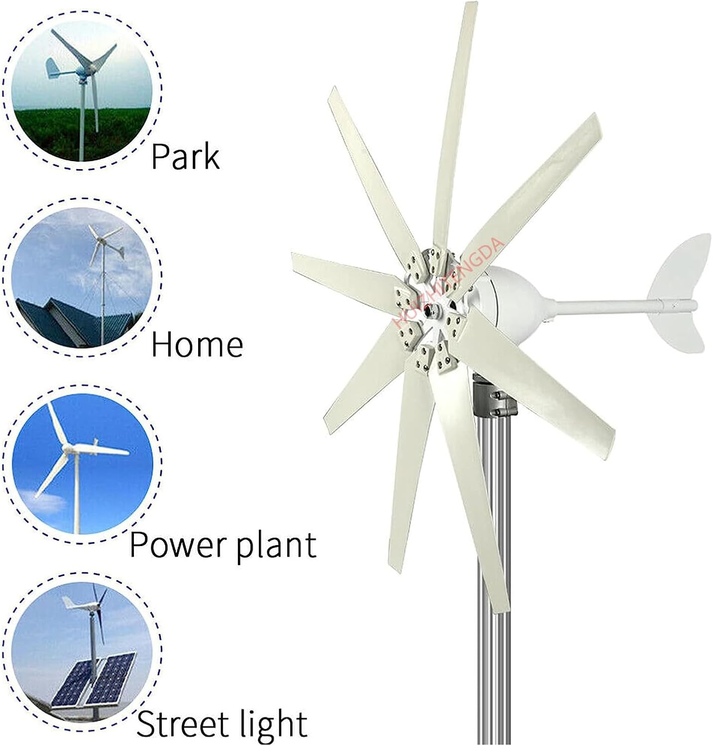 12V/ 24V 1600W Wind Turbine Generator Kit 8 Blades Wind Turbines Motor with Controller Power Generation Windmill for Homeuse Residential