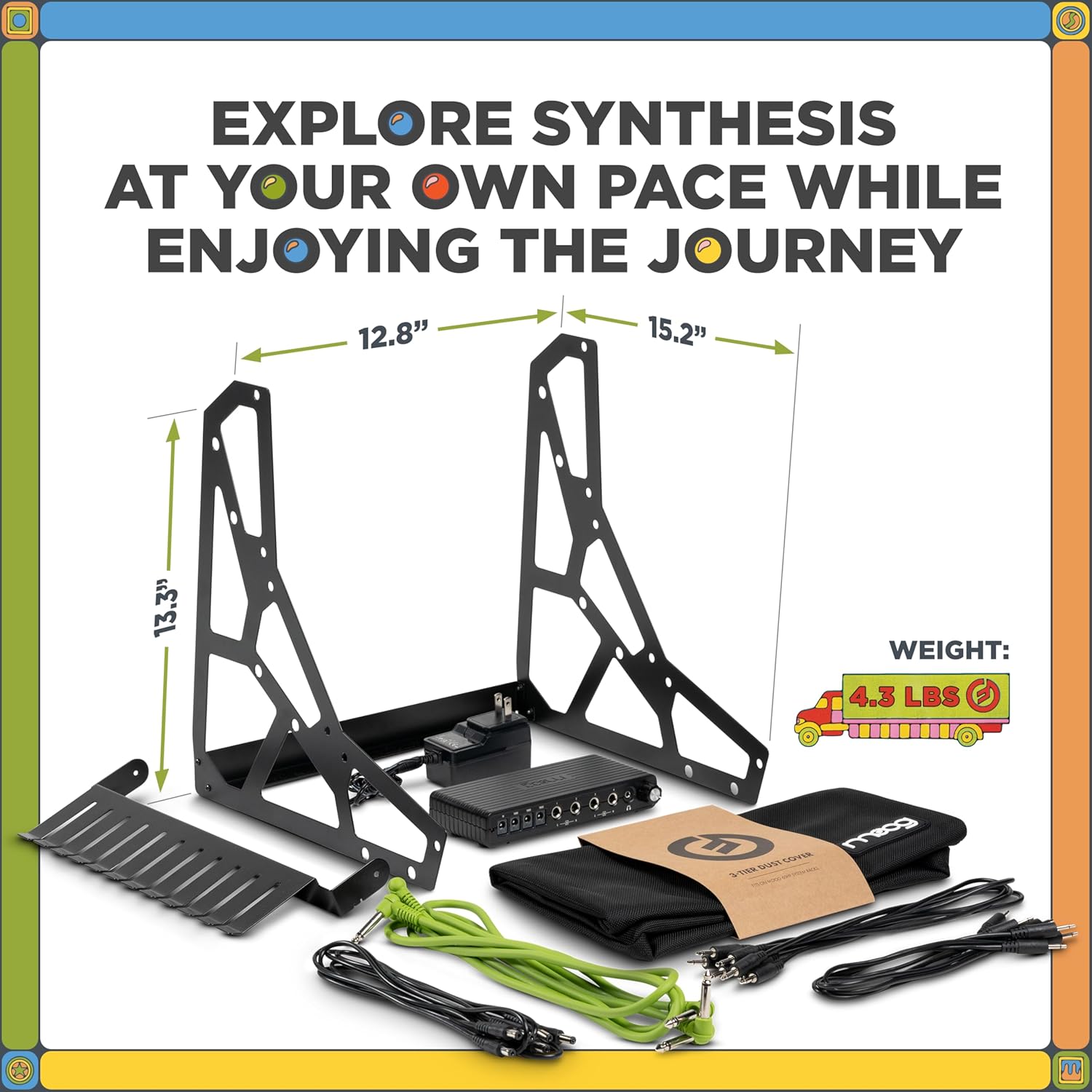 MOOG Sound Studio Accessory Kit With Three-Tier Rack, Analog Summing Mixer, Dust Cover, Patch and Audio Cables, Patch Cable Organizer, Power Supply