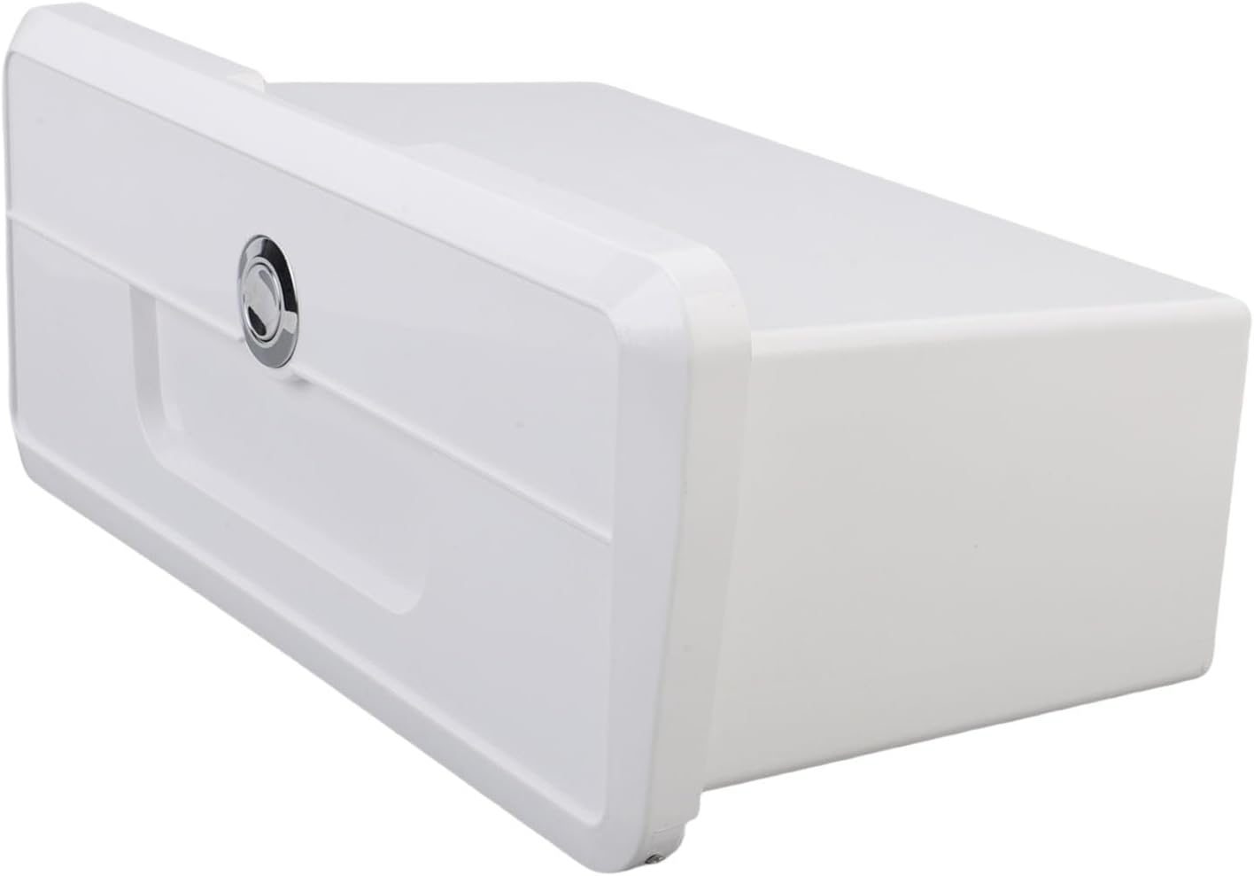 ciciglow Boat Glove Box, Lockable Replacement Boat Storage Box with Cup Holder, Concealed Button Lock, Rain Proof Sealing Yacht Storage Compartment (White)